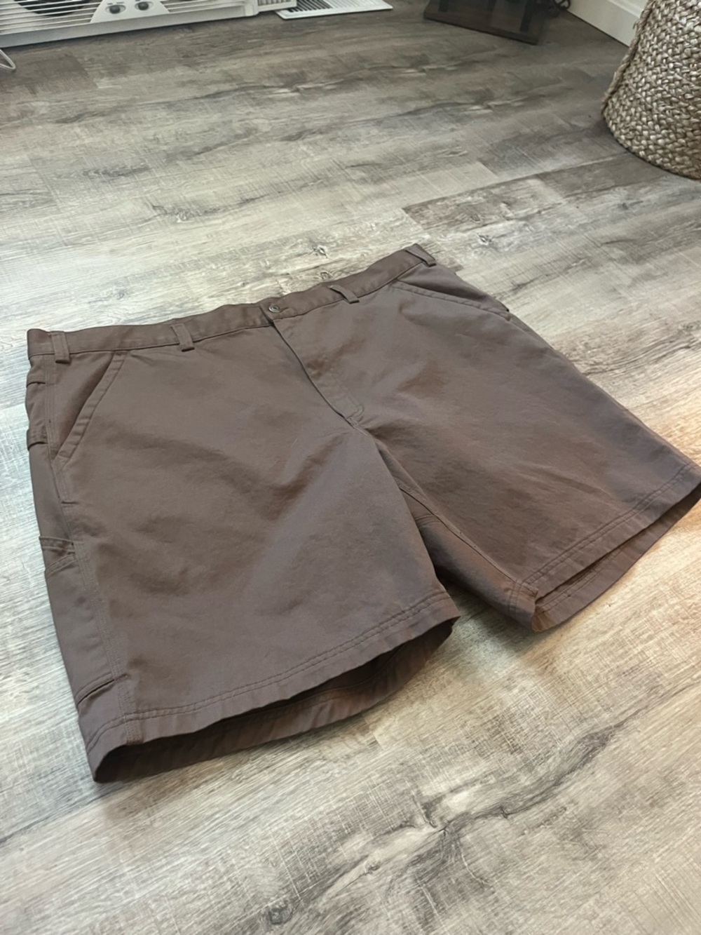 Lot of 2 Duluth Trading Co Men's Cargo Carpenter Canvas Shorts Brown Tan Size 48 - Picture 7 of 9